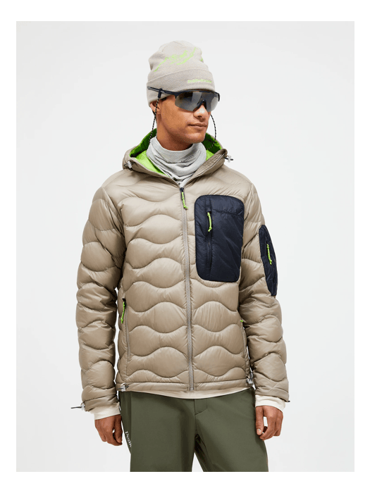 Men Helium Utility Down Hood Jacket Avid Beige model